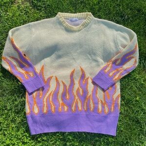FANJIUNIU PURPLE FLAMES SWEATER